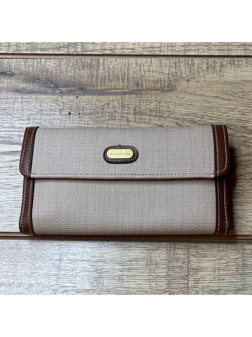 Liz Claiborne Tan and Brown Wallet & Checkbook-NWOT
